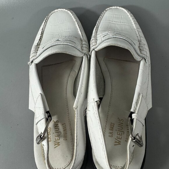 G.H. Bass & Co. Womens Whitney White Croco Emboss Loafers Shoes Size 10 M - Picture 7 of 14